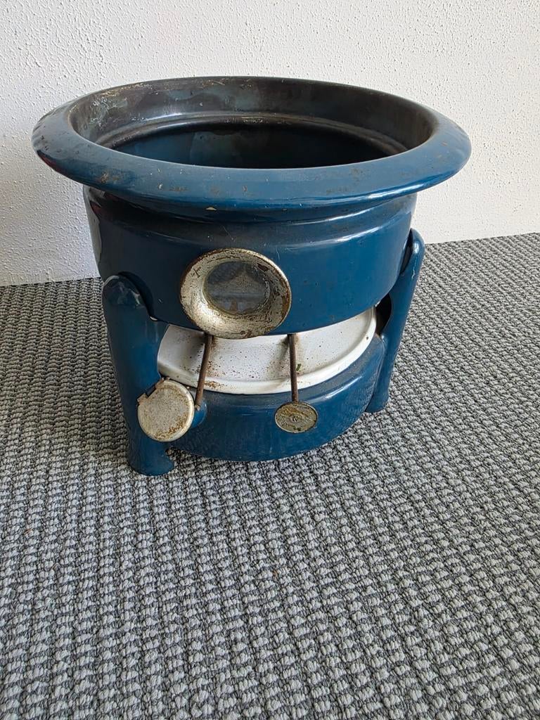 Vintage petroleumstel - blauw emaille, Antiek en Kunst, Antiek | Keukenbenodigdheden, Ophalen