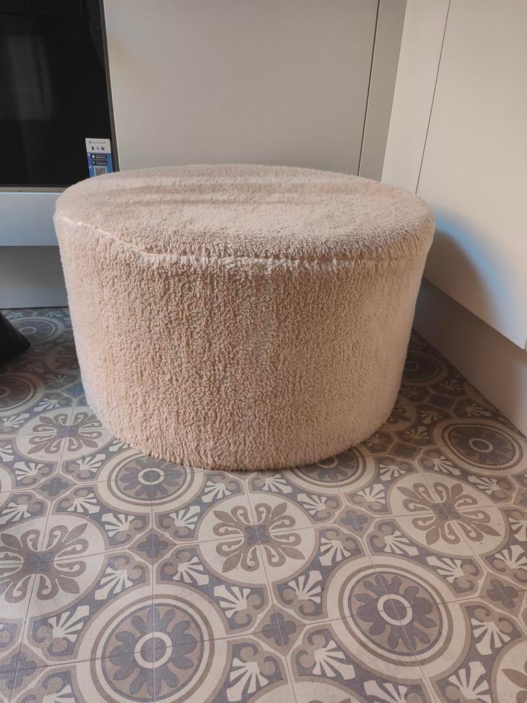 Poef gebroken wit, Ophalen, Minder dan 50 cm, Gebruikt, Rond