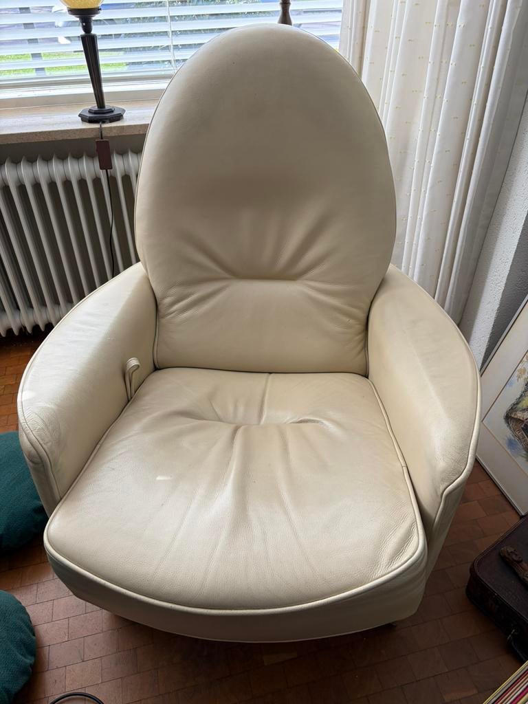 2 dezelfde lederen relax-fauteuils, Huis en Inrichting, Fauteuils, Ophalen, Gebruikt, 50 tot 75 cm, Leer