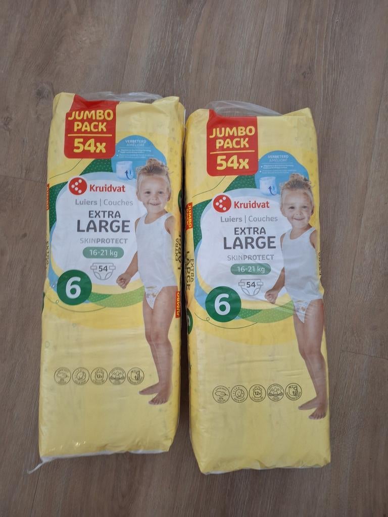 2 pakken Kruidvat luiers maat 6 (Extra Large, 108 luiers), Kinderen en Baby's, Babykleding | Overige, Ophalen, Nieuw, Kruidvat