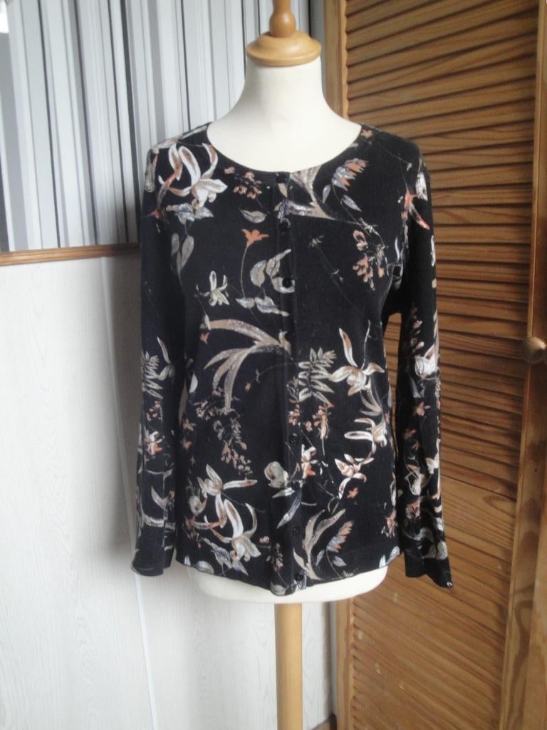 Zwart gebloemd vestje BLOOMINGS maat L, Maat 38/40 (M), Zwart, Ophalen of Verzenden, Bloomings