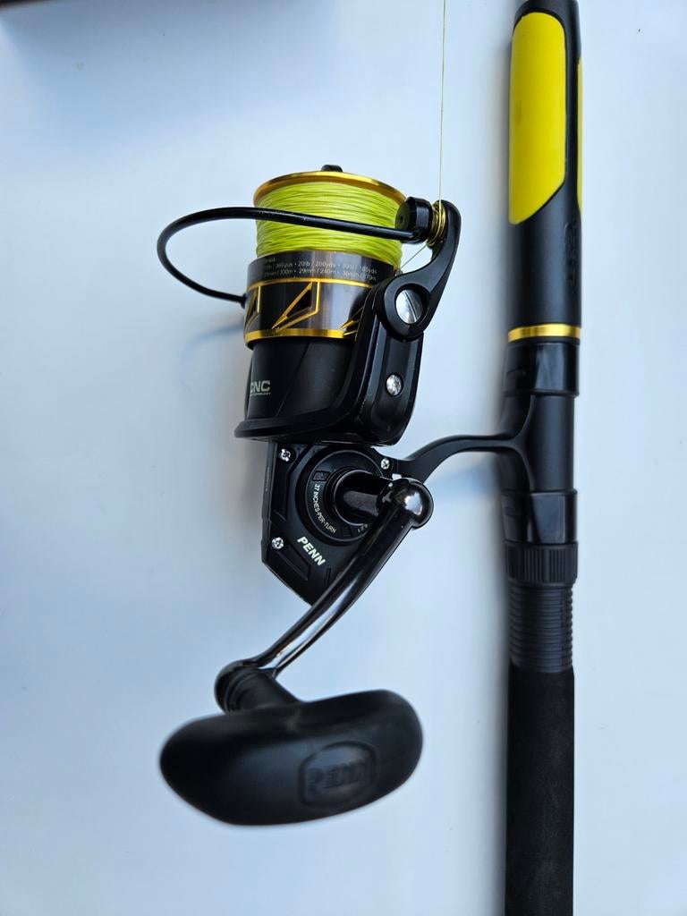 Meerval spinhengel met PENN molen, Ophalen of Verzenden, Zo goed als nieuw, Complete set