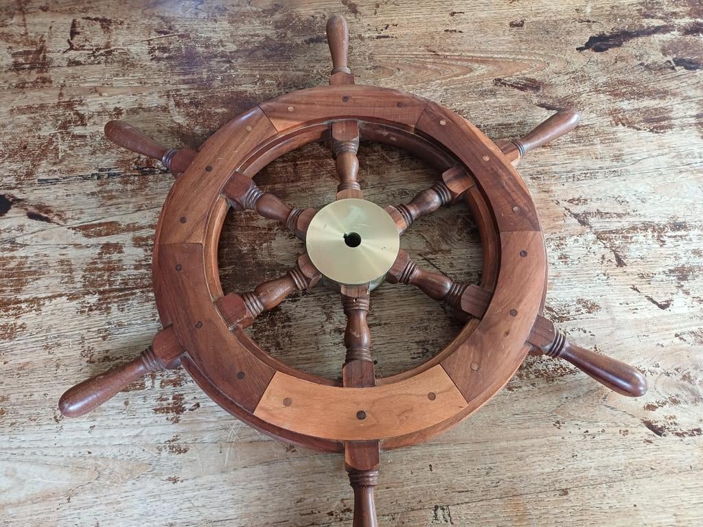Massief houten bootstuurwiel, Watersport en Boten, Gebruikt, Boot stuurwiel, Ophalen of Verzenden, Boot stuurwiel