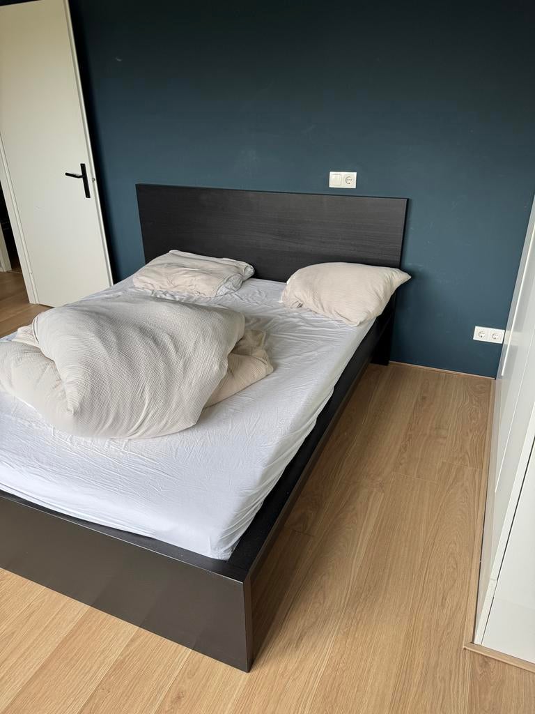 IKEA Tweepersoonsbed 160x200 met lattenbodem en matras, Ophalen, Gebruikt, Zwart, Tweepersoons