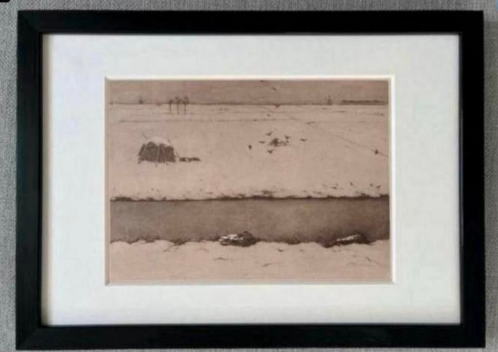 Jan Mankes 1889-1920 / Heliogravure Winterlandschap 1923, Antiek en Kunst, Ophalen