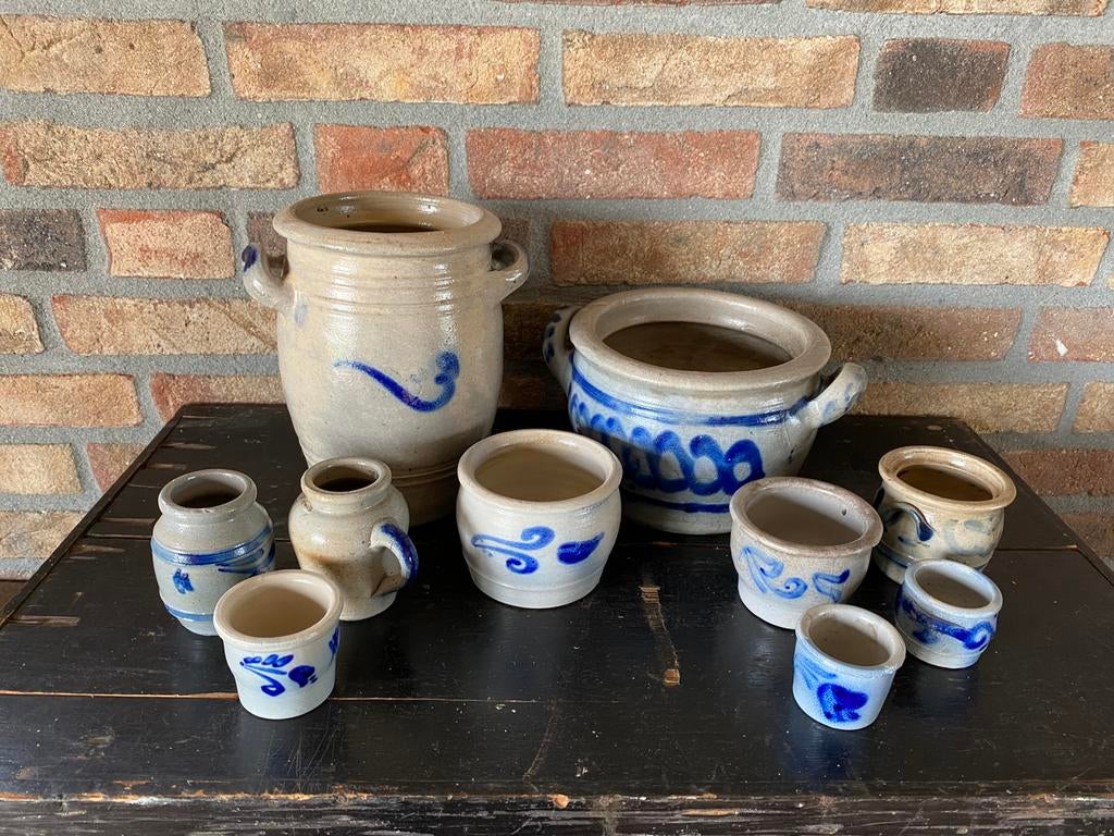 Brocante set van 10  diverse Keulse potten, Ophalen of Verzenden