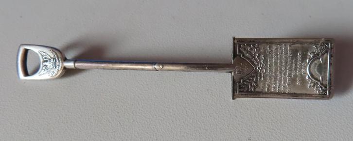 Koopje!  Zilveren Panama expo schep souvenir 1915, incl verz, Sieraden, Tassen en Uiterlijk, Broches, Zo goed als nieuw, Zilver