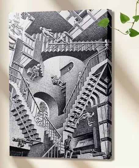 MC Escher - Relativiteit - Framed Canvasdoek, Verzenden