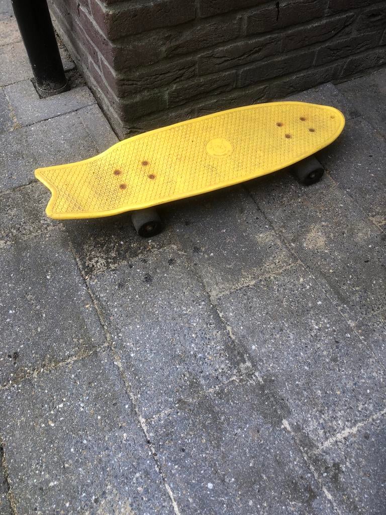 Vintage Geel Skateboard - Retro Cruiser, Sport en Fitness, Skateboarden, Ophalen of Verzenden, Gebruikt, Skateboard