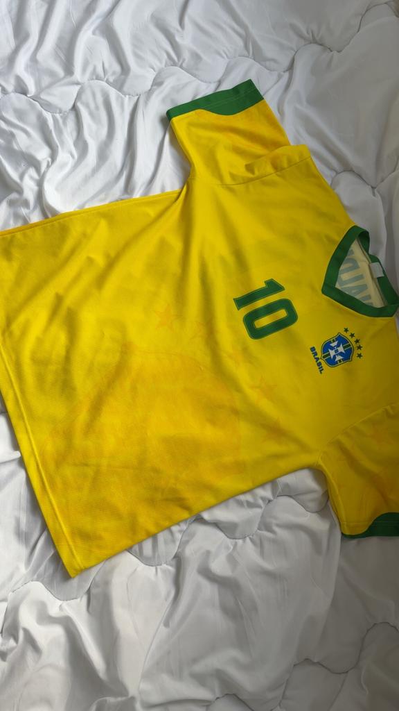 Vintage Brazilië Voetbalshirt Ronaldinho #10, Sport en Fitness, Voetbal, Maat M, Ophalen of Verzenden, Gebruikt, Shirt