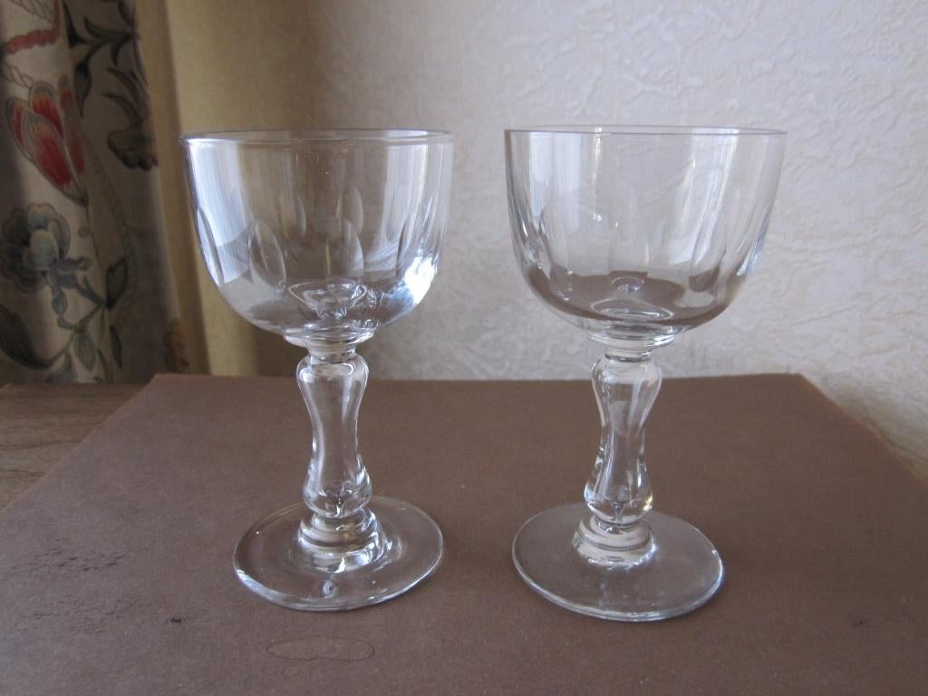 Vier antieke Val St Lambert portoglazen -holle geknepen stam, Antiek en Kunst, Verzenden