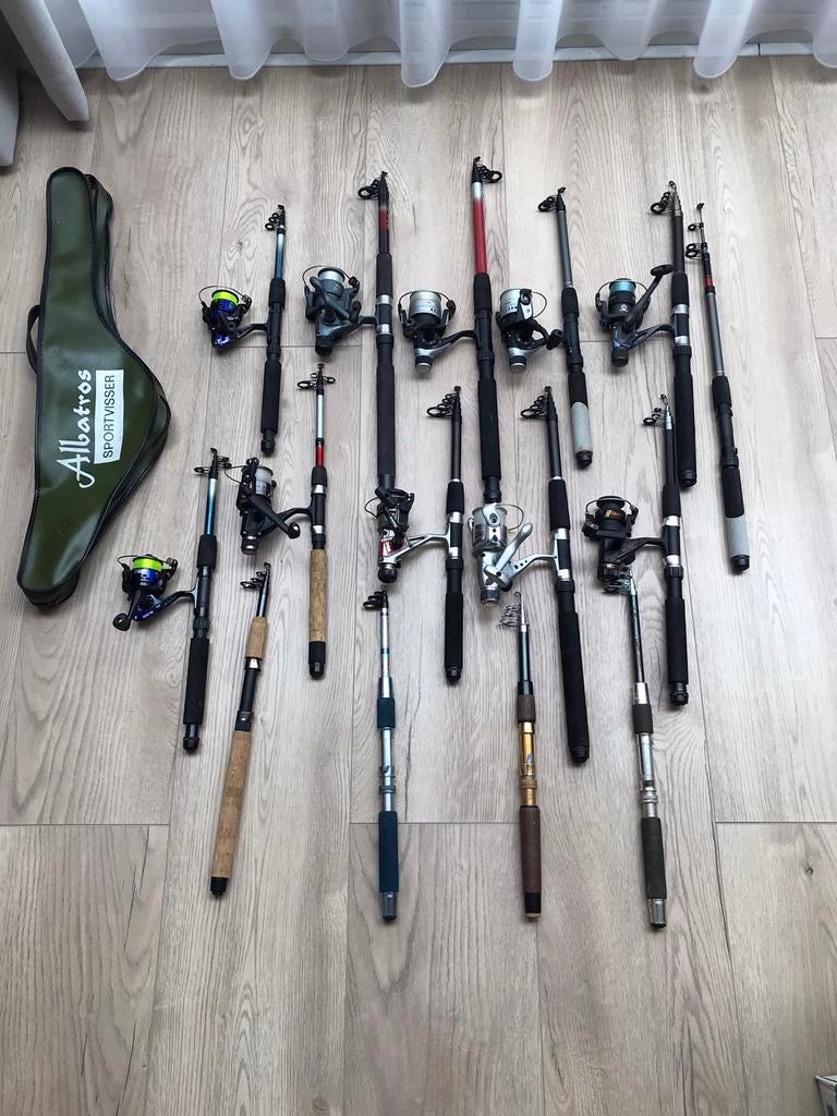 telescoophengels en molens zie foto’s en omschrijving, Watersport en Boten, Hengelsport | Algemeen, Ophalen of Verzenden, Zo goed als nieuw