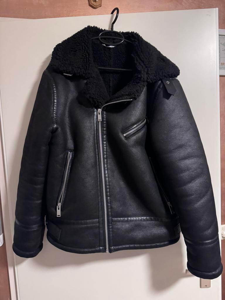 Jas met teddy voering, Ophalen of Verzenden, Zo goed als nieuw, Maat 52/54 (L), Zwart