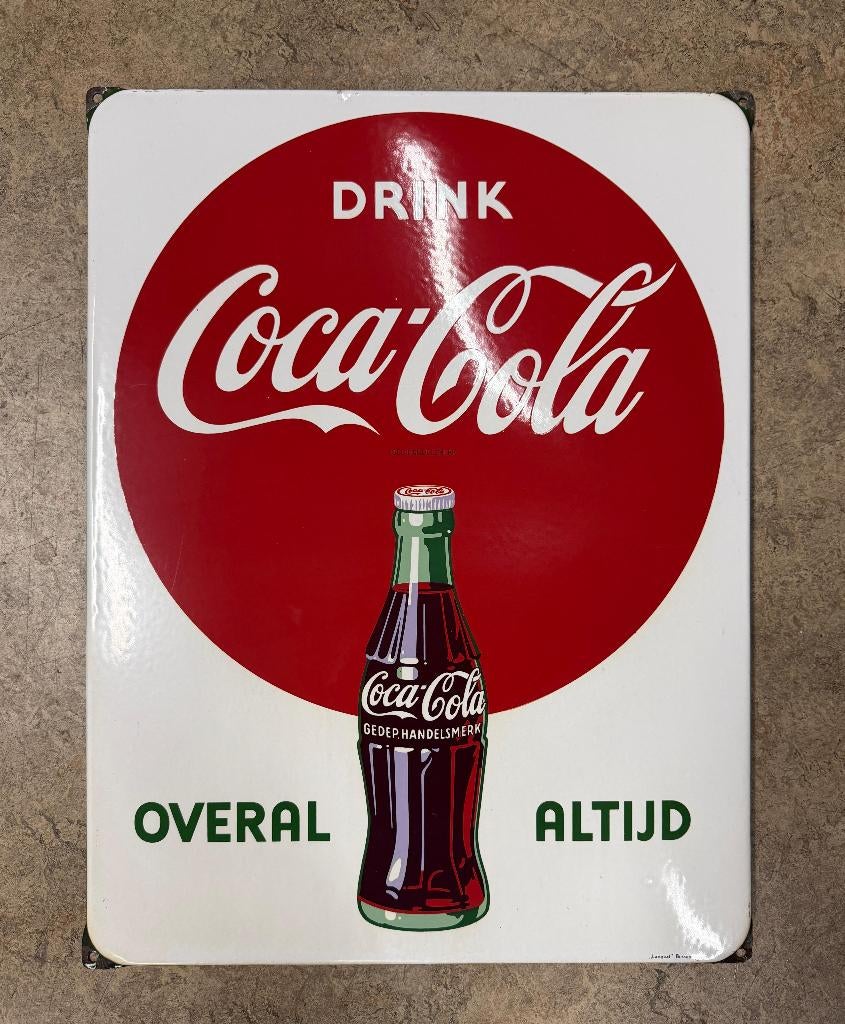 Emaille Reclamebord Bord Coca Cola Origineel, Verzamelen, Merken en Reclamevoorwerpen, Ophalen of Verzenden, Gebruikt, Reclamebord