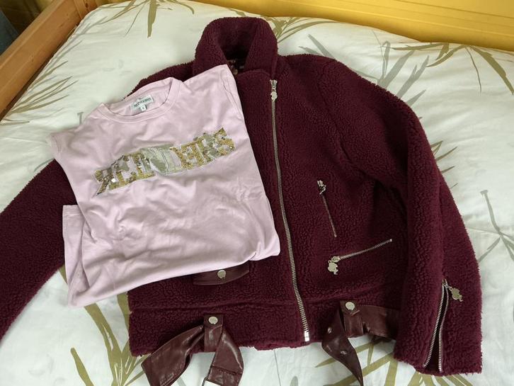 REINDERS TEDDY JACK + T-SHIRT, Kleding | Dames, Jassen | Winter, Zo goed als nieuw, Maat 36 (S), Paars, Verzenden