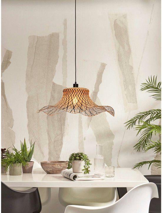 Good&Mojo Ibiza hanglamp L bamboe/zwart Ø65cm, Ophalen, Nieuw, Modern, 75 cm of meer