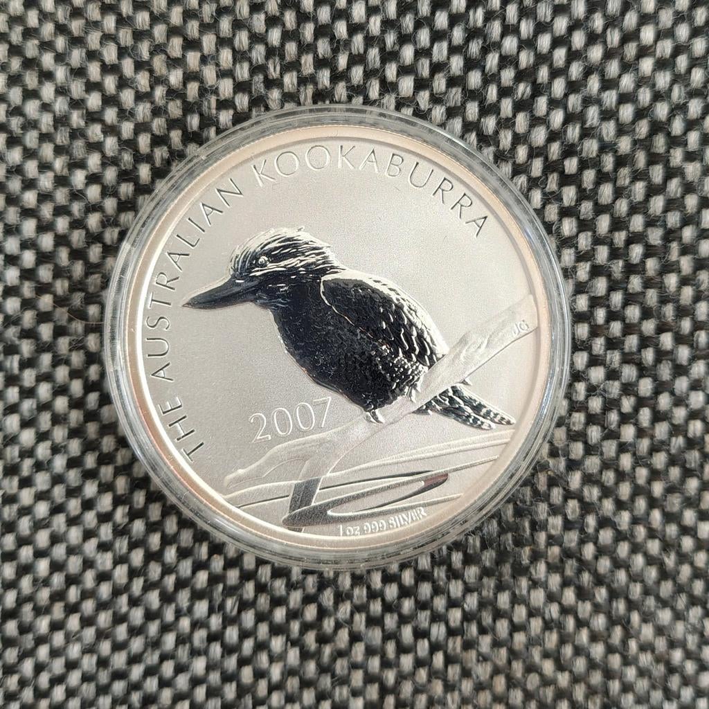 Kookaburra 2007 zilveren munt 1 Oz zilver oplage 213.436, Ophalen of Verzenden, Zilver
