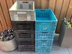 9 kunststof kisten / stapelbakken, Ophalen, Gebruikt, 60 cm of meer, Minder dan 35 cm