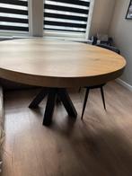 Ronde eettafel 130cm eikenhout spinpoot, Ophalen, Gebruikt, 100 tot 150 cm, Eikenhout