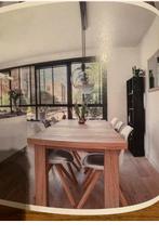 Massief teak tafel poten kunnrn eraf gezandstraald 90x220, Huis en Inrichting, Tafels | Eettafels, 200 cm of meer, Zo goed als nieuw