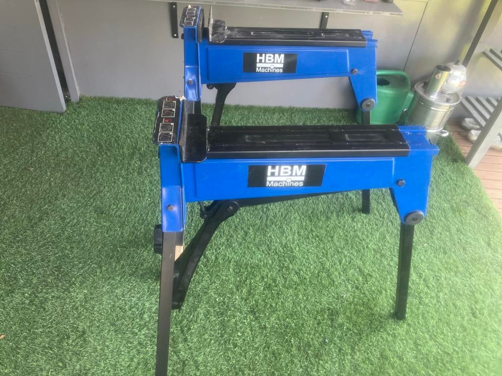 HBM Machines Werkbanken (2 stuks), Doe-het-zelf en Verbouw, Werkbanken, Ophalen of Verzenden, Gebruikt, 70 tot 120 cm, Inklapbaar