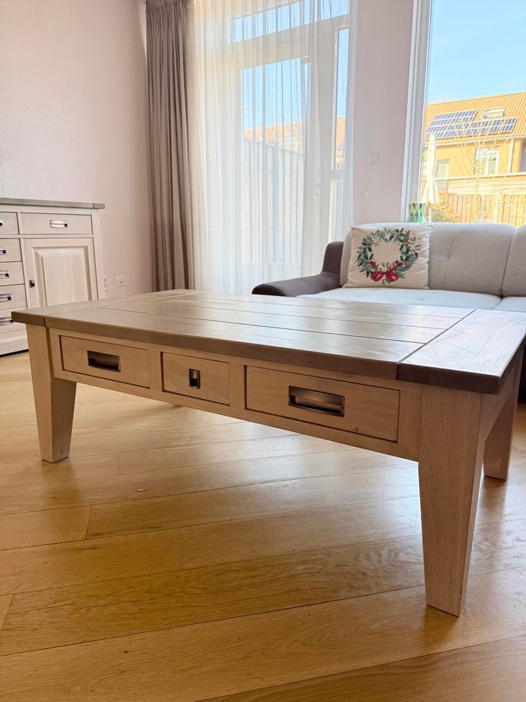 Salontafel massief eikenhout de bommel meubels, Huis en Inrichting, Ophalen, 100 tot 150 cm, 50 tot 100 cm, Zo goed als nieuw