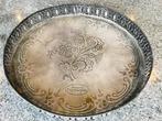 Mooie brocante metalen dienblad, diameter 32cm en hoogte 4cm, Ophalen of Verzenden, Zo goed als nieuw, Rond, Metaal