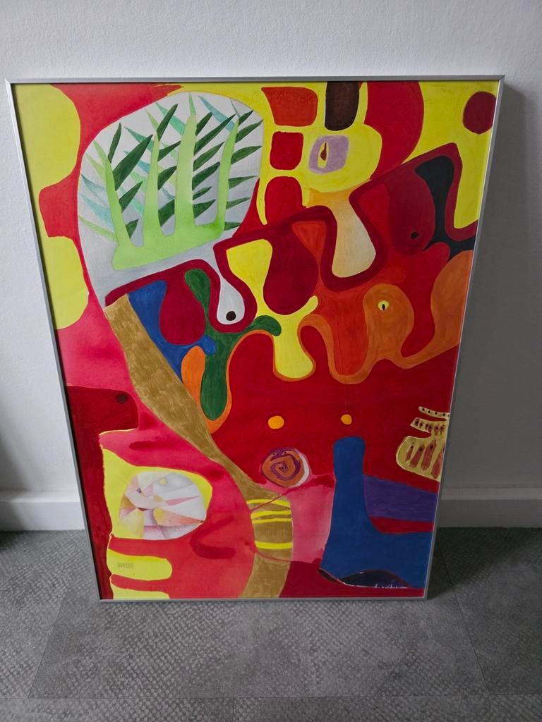 Kunstwerk in RVS lijst met museumglas 50 x 70 cm, Ophalen