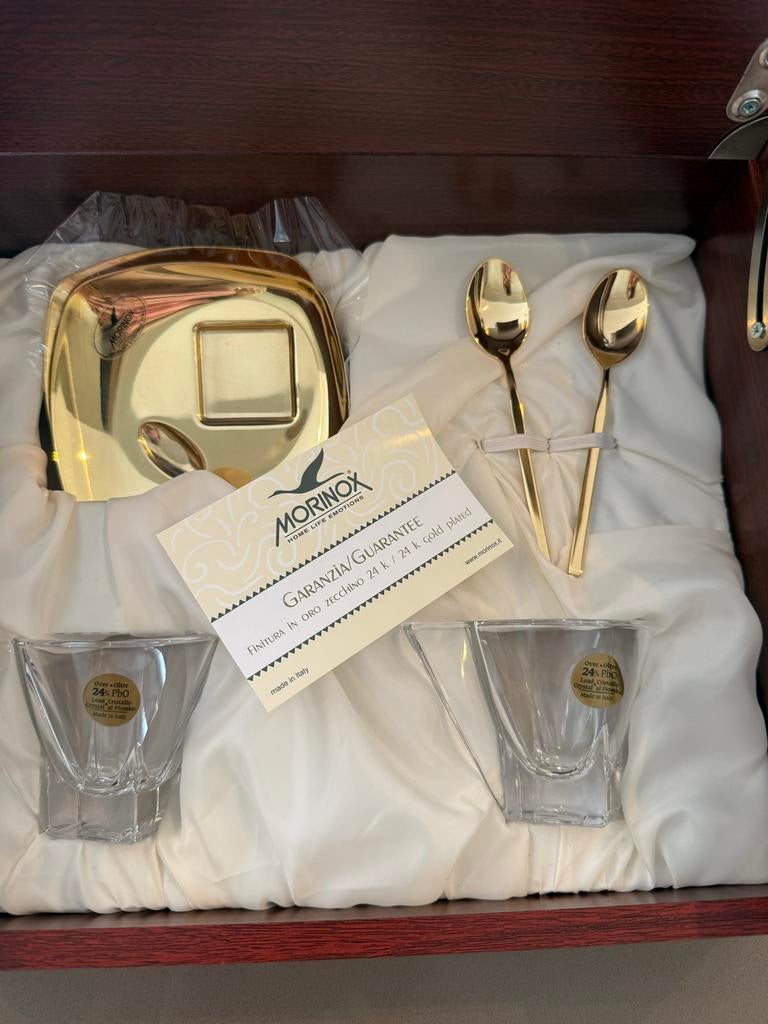 Morinox 24k vergulde set - compleet in originele doos, Overige materialen, Overige typen, Nieuw, Ophalen of Verzenden