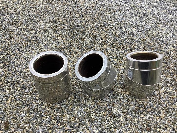 RVS dubbelwandige bochten 30 graden, Ø200/270, Doe-het-zelf en Verbouw, Buizen en Afvoer, Zo goed als nieuw, Bochten, Rvs, Minder dan 2 meter