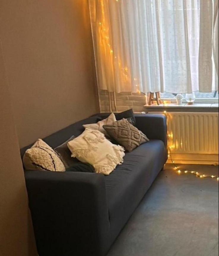 GRATIS OPHALEN: Blauwe stoffen bank!, Ophalen, Gebruikt