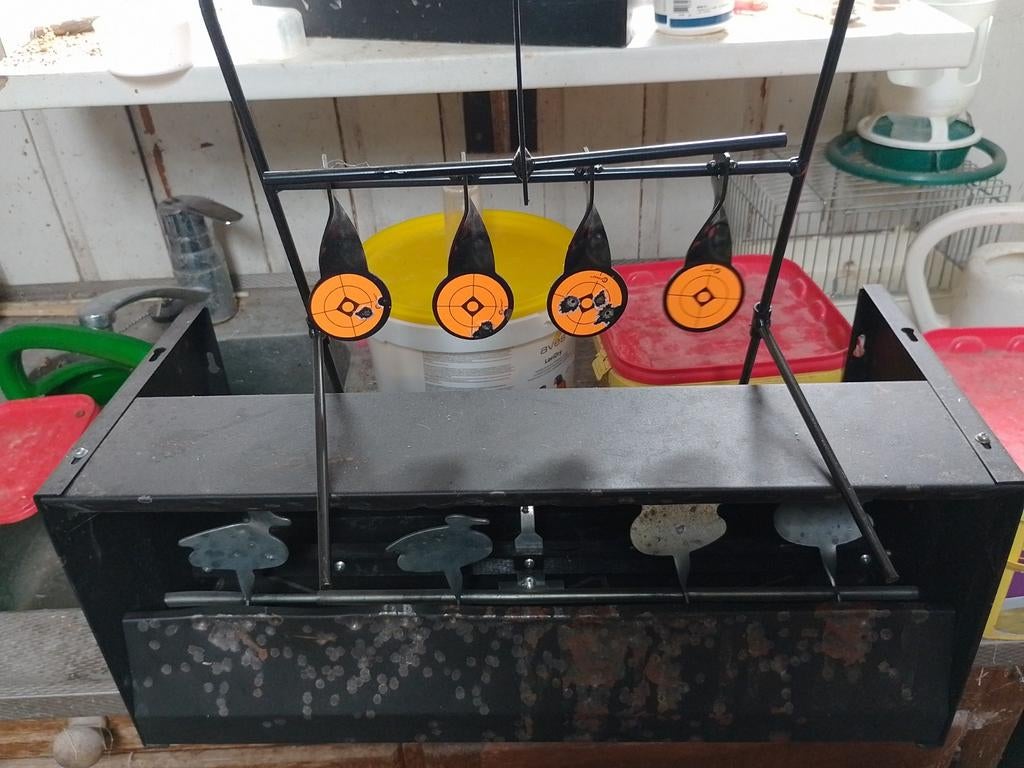Schietdoel met kogelvanger en draaiende doelen, Ophalen of Verzenden, Gebruikt