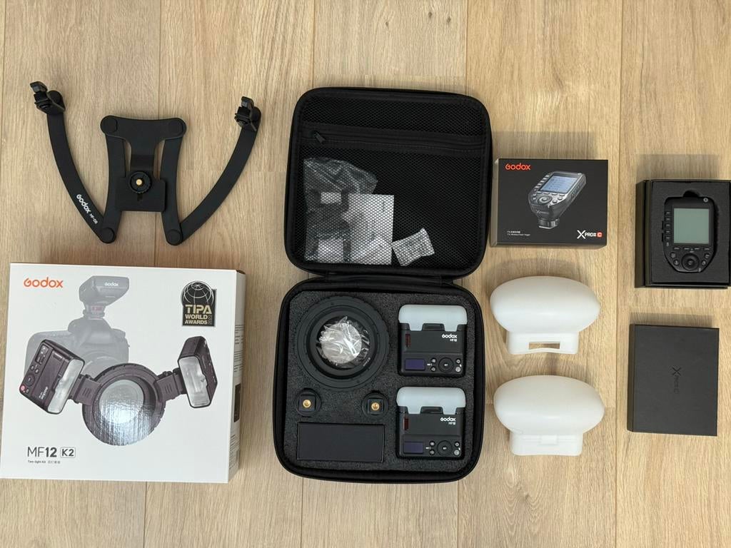 Godox mf12 macro flitser met garantie en extra’s Zgan, Ophalen of Verzenden, Zo goed als nieuw, Canon