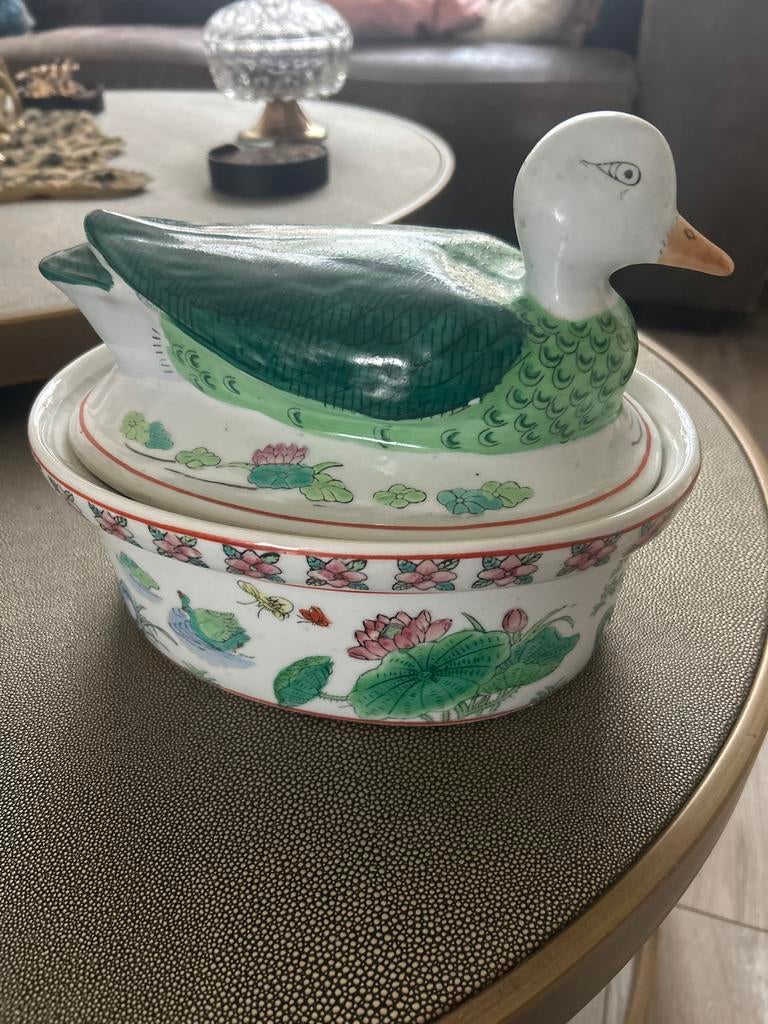 Vintage Chinese Porseleinen Eend Terrine/Dekselpot, Ophalen of Verzenden