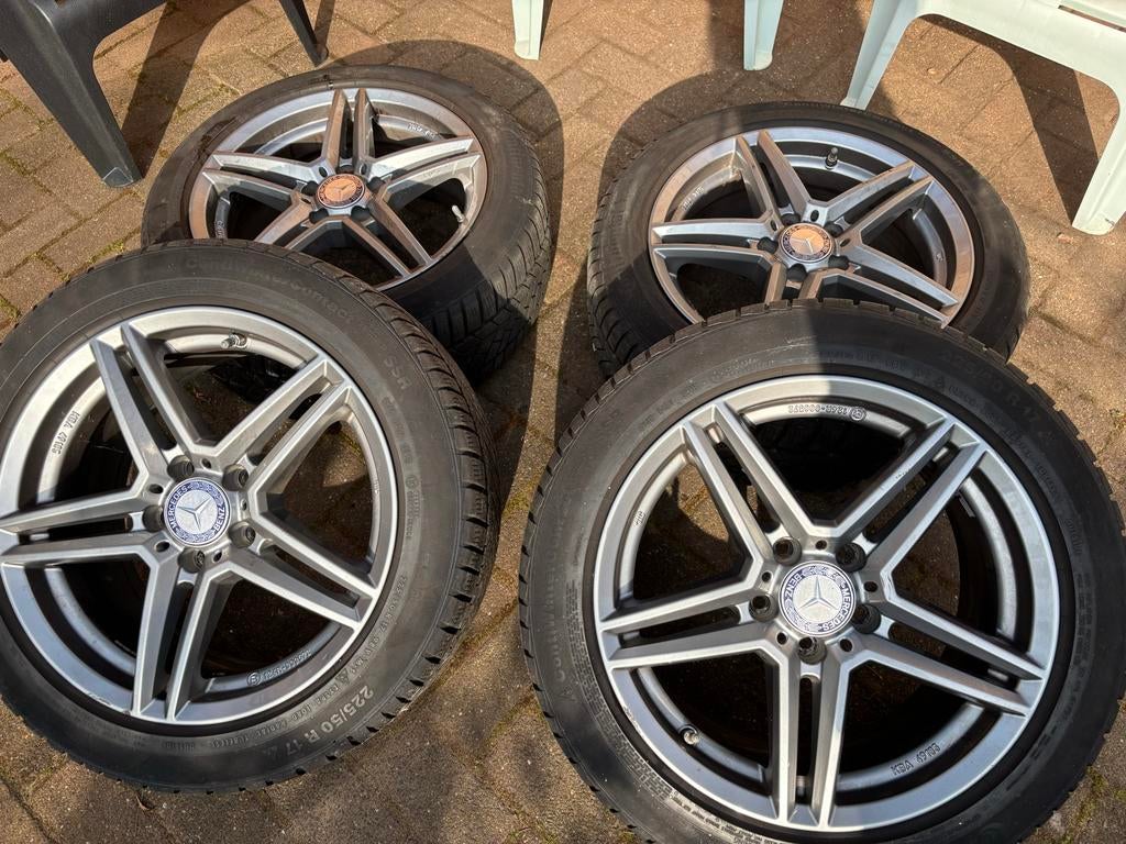 Mercedes velgen met Continental winterbanden, Auto-onderdelen, Banden en Velgen, Ophalen, Gebruikt, Banden en Velgen, 17 inch
