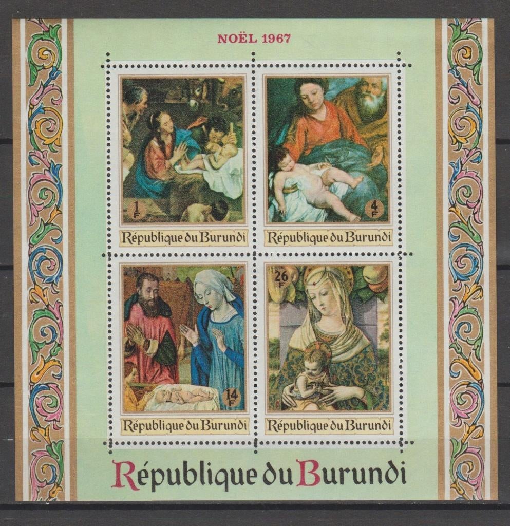 Burundi 1967 Blok Kerstmis - Schilderijen **, Ophalen of Verzenden, Overige landen, Postfris