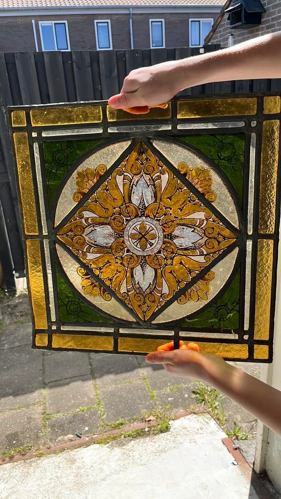 Glas in lood gebrandschilderd, Ophalen, Gebruikt, Minder dan 80 cm, Glas in lood