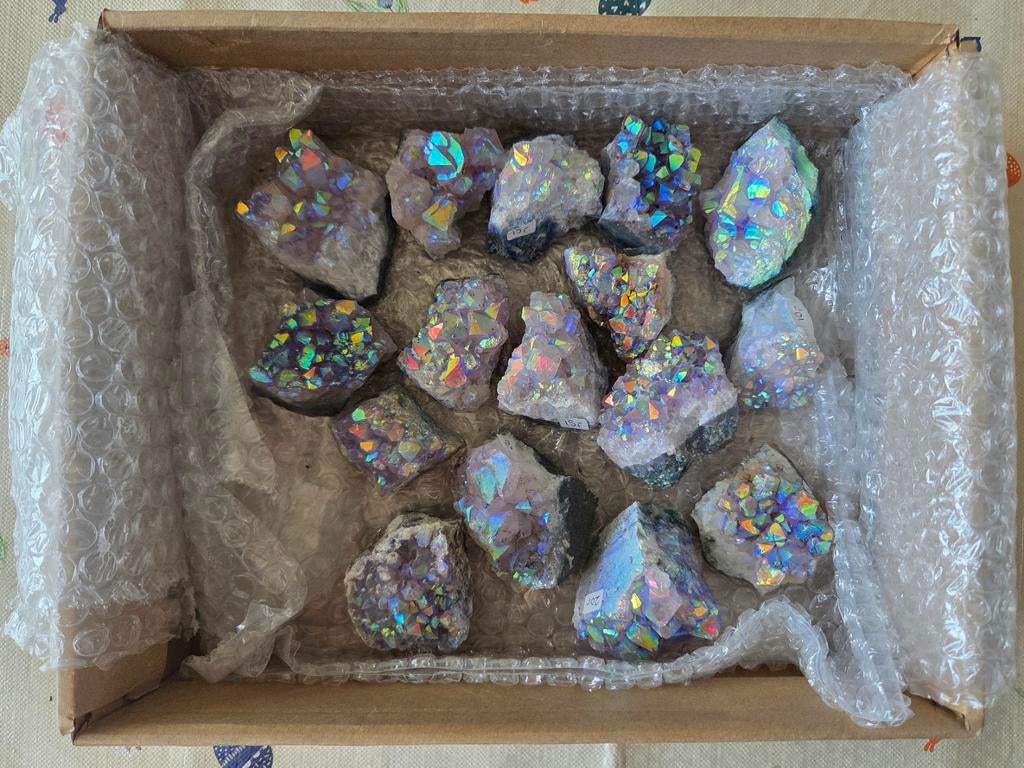 Partij aura amethist, Verzamelen, Mineralen en Fossielen, Ophalen of Verzenden