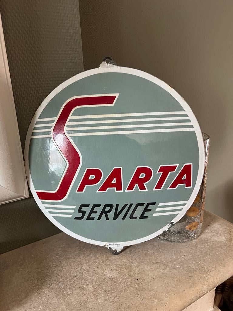 Emaille reclamebord langcat bussum Sparta bromfiets  service, Ophalen of Verzenden