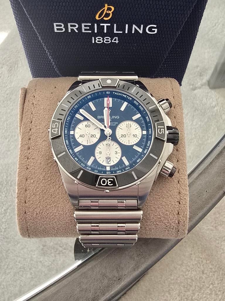Breitling super chronomat B01 fullset, Sieraden, Tassen en Uiterlijk, Horloges | Heren, Leer, Polshorloge, Ophalen of Verzenden