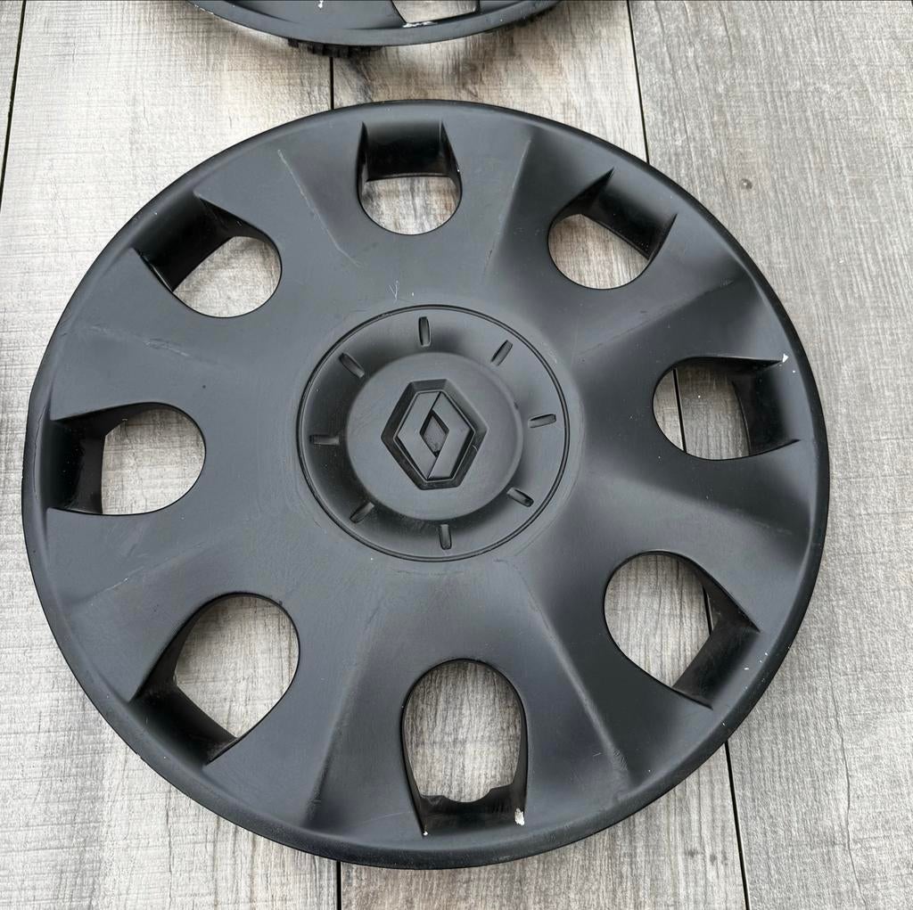 4 zwarte 15 inch Renault wieldoppen - Yaghan BM6, Auto diversen, Wieldoppen, Ophalen, Gebruikt