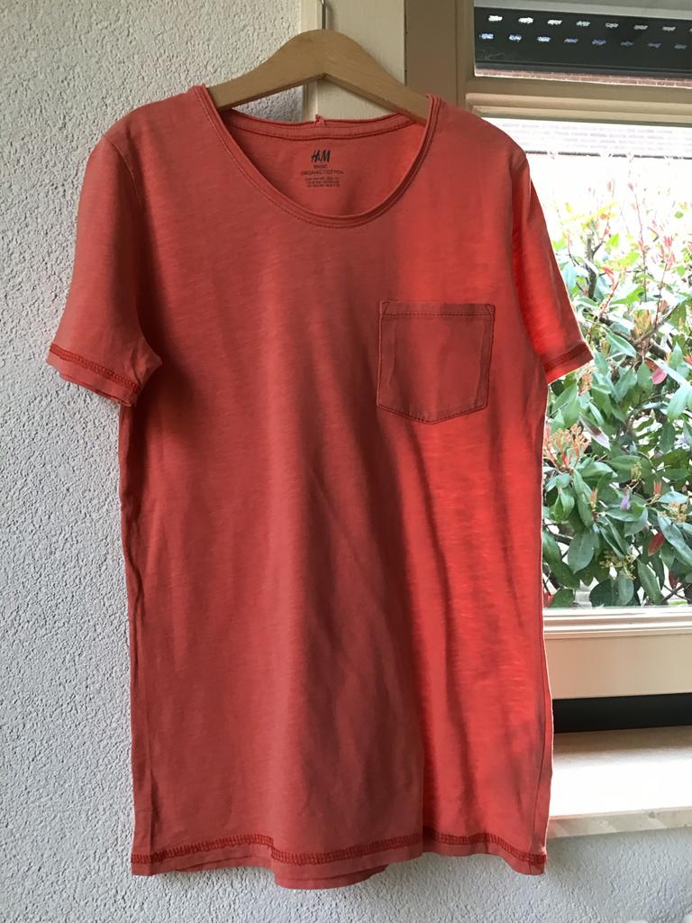 H&M Shirt koraalkleurig maat 134/140, Kinderen en Baby's, Kinderkleding | Maat 140, Ophalen of Verzenden, Zo goed als nieuw, Jongen