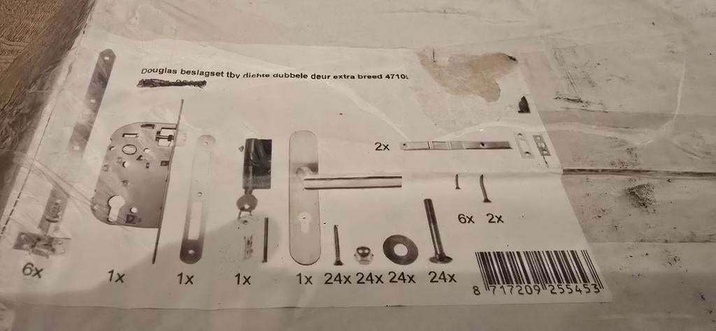 Douglas beslagset voor dubbele deur, Doe-het-zelf en Verbouw, Ophalen of Verzenden, Nieuw, Slot