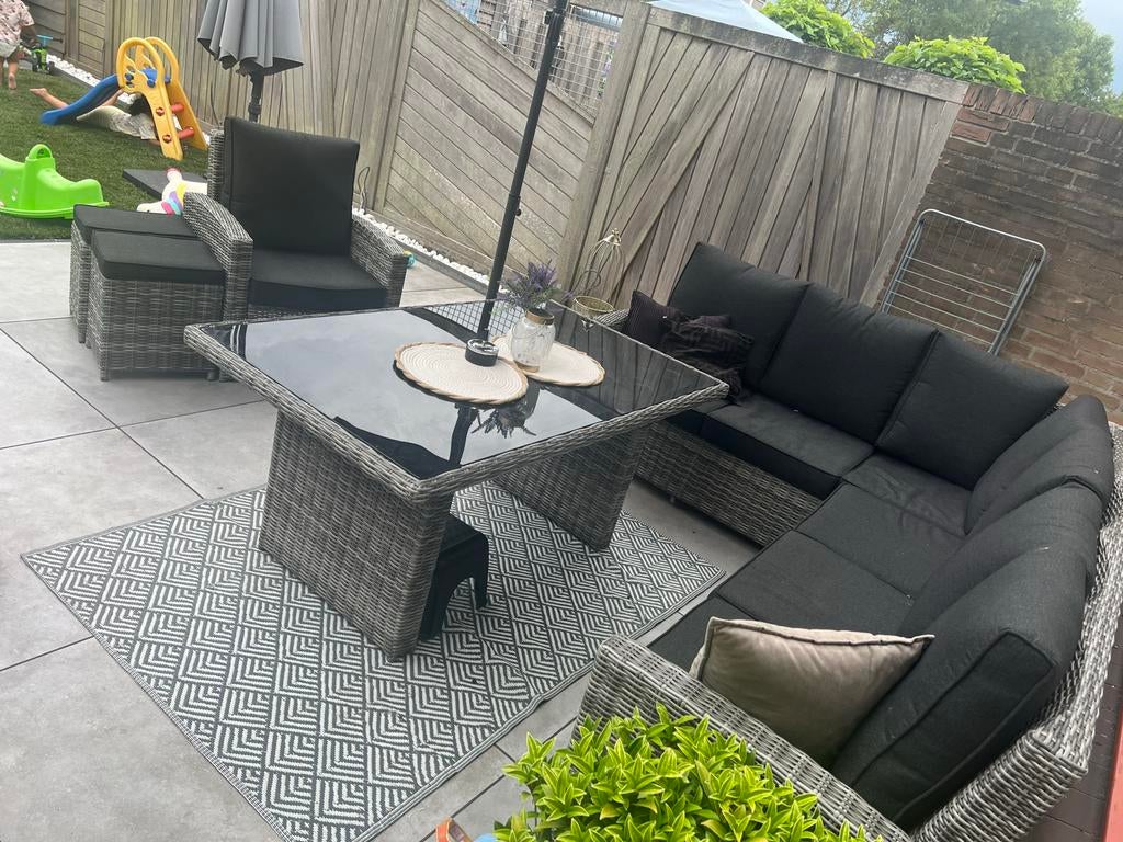 Luxe Wicker Loungeset van 4 seizoenen, Tuin en Terras, Tuinsets en Loungesets, 5 zitplaatsen, Ophalen of Verzenden, Zo goed als nieuw