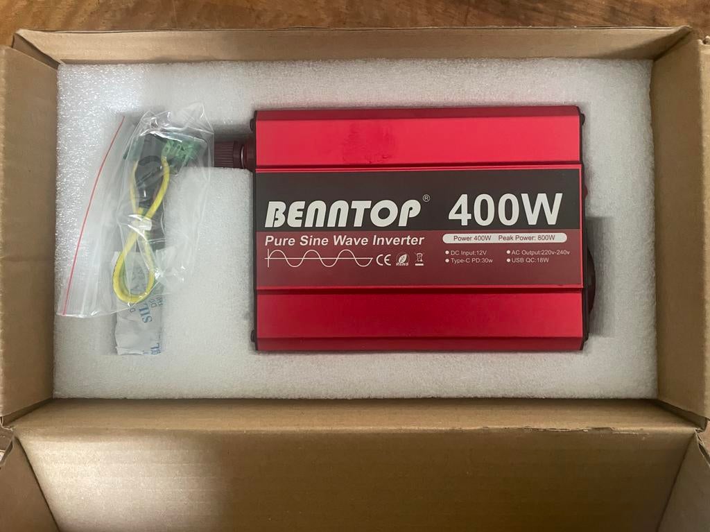 Benntop Pure Sine Wave Omvormer 12V naar 220/230V 400W, Ophalen of Verzenden, Nieuw, Universele onderdelen