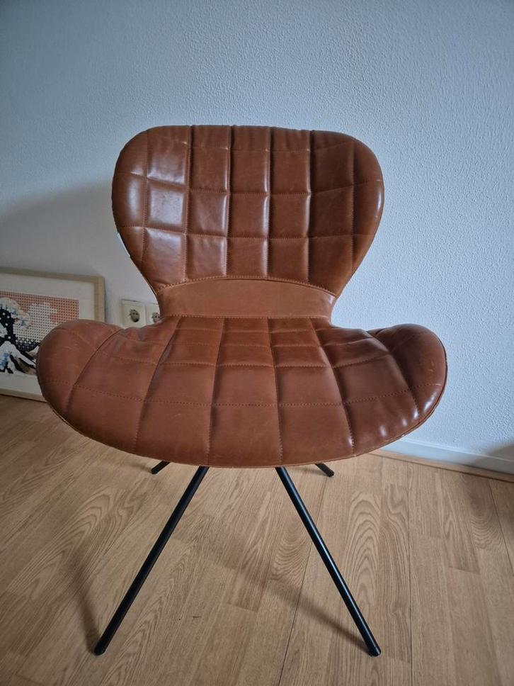 Zuiver OMG stoel cognac, Huis en Inrichting, Stoelen, Gebruikt, Eén, Metaal, Bruin, Ophalen