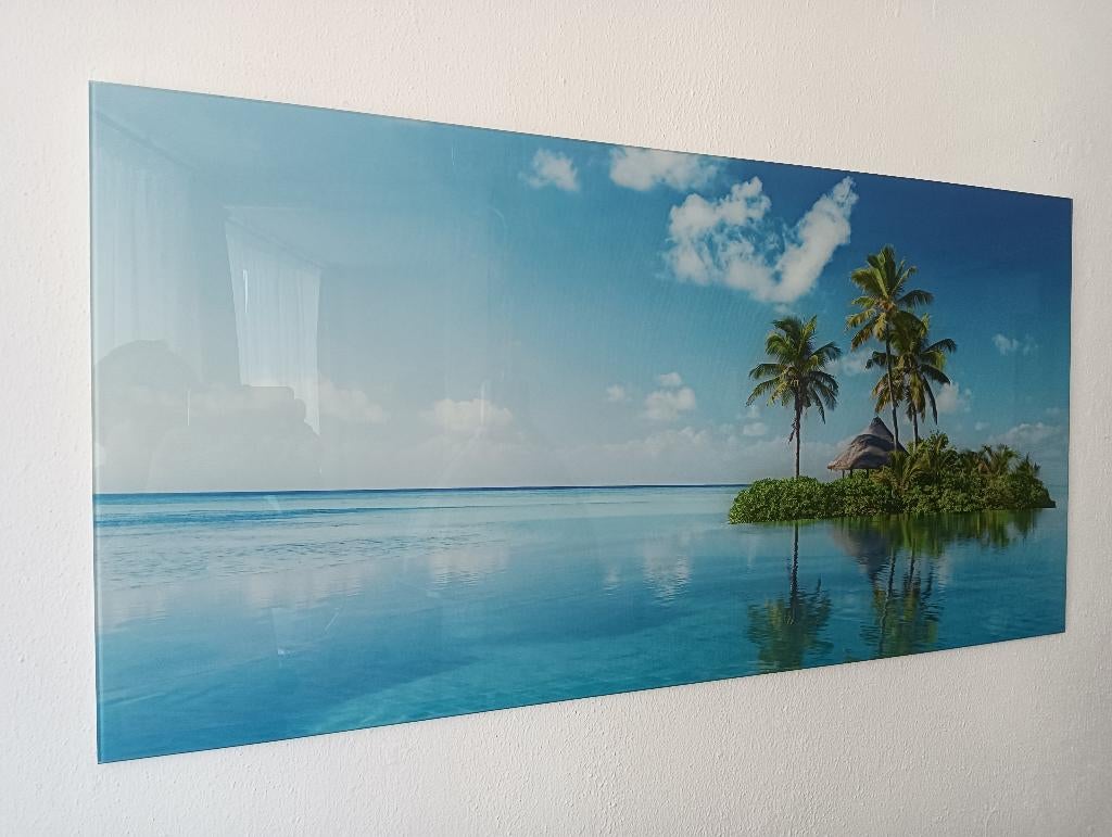 schilderij glas tropische afbeelding, Ophalen, Zo goed als nieuw, Schilderij, 100 tot 125 cm