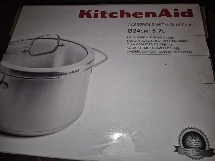 KitchenAid Kookpan met Glazen Deksel - Ø24cm, 5.7L, Huis en Inrichting, Keuken | Potten en Pannen, Nieuw, Kookpan of Snelkookpan