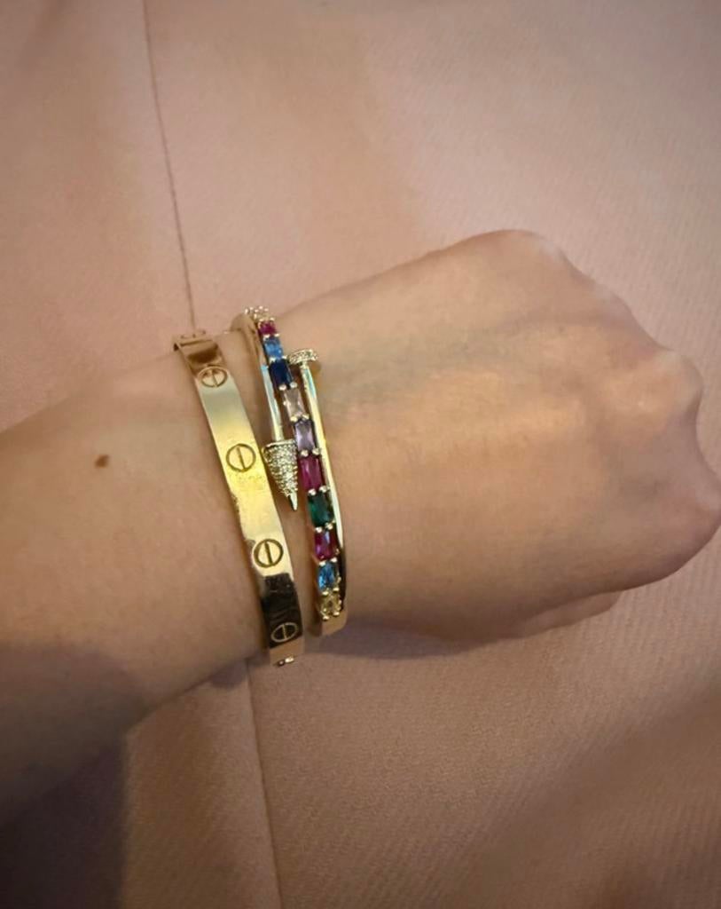 Cartier 14K verguld Armband met Gekleurde Steentjes, Ophalen of Verzenden, Nieuw, Goud, Met edelsteen