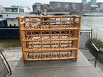 Wijnrek vintage design bamboe rotan, Ophalen, 50 tot 75 cm, 15 tot 25 flessen, Zo goed als nieuw
